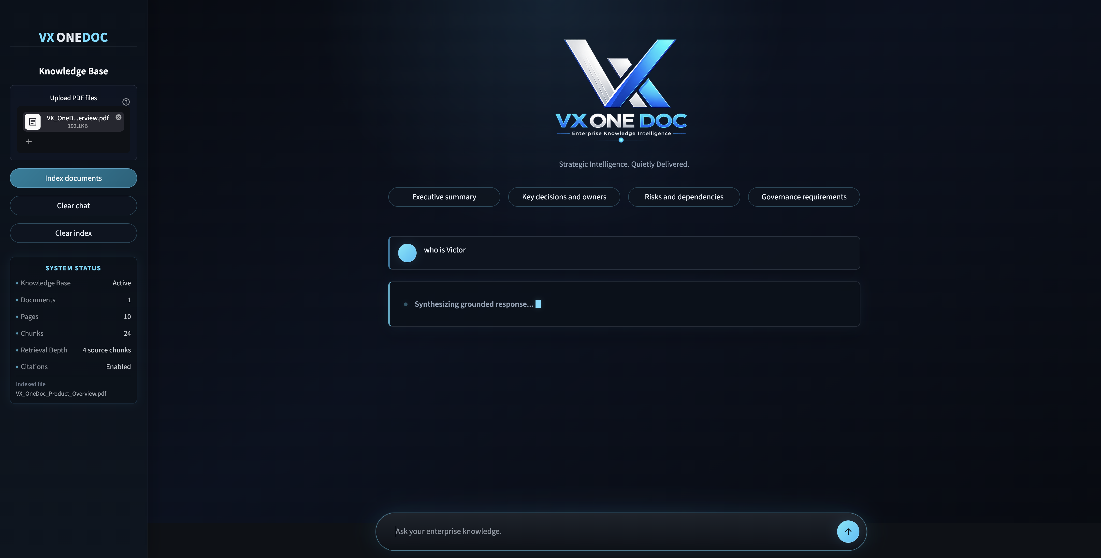 VX-OneDoc grounded retrieval view