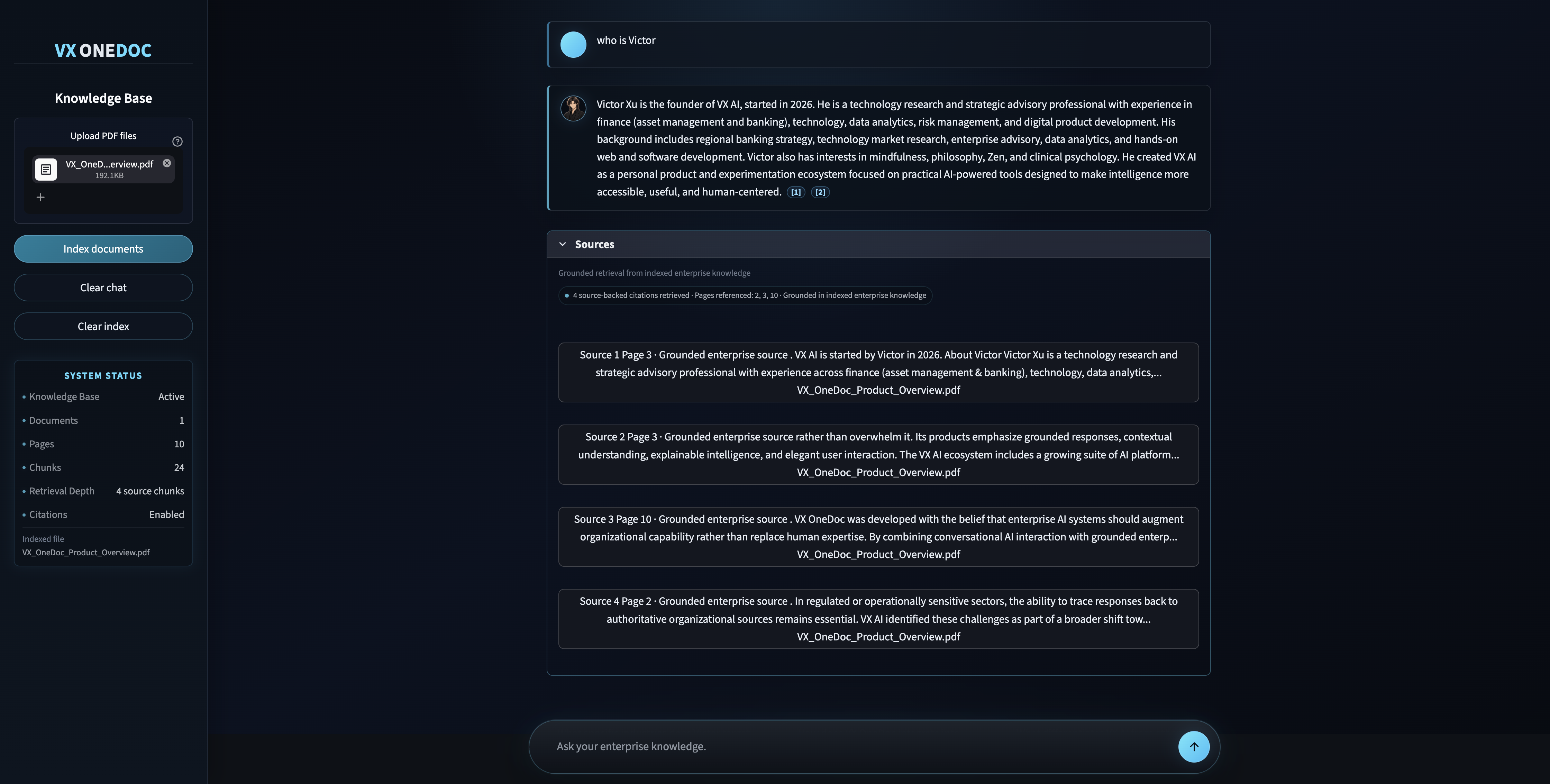 VX-OneDoc sources view